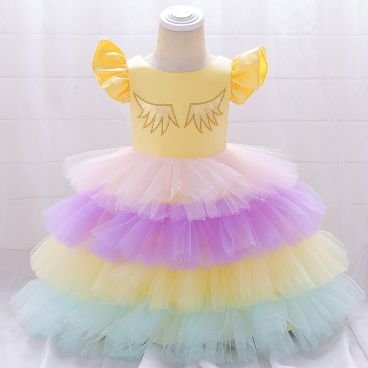 Rainbow Tulle Layered Party Dress for Girls