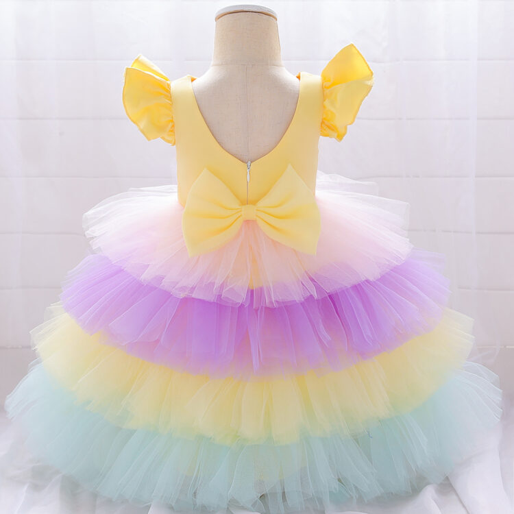 Rainbow Tulle Layered Party Dress for Girls - Image 3