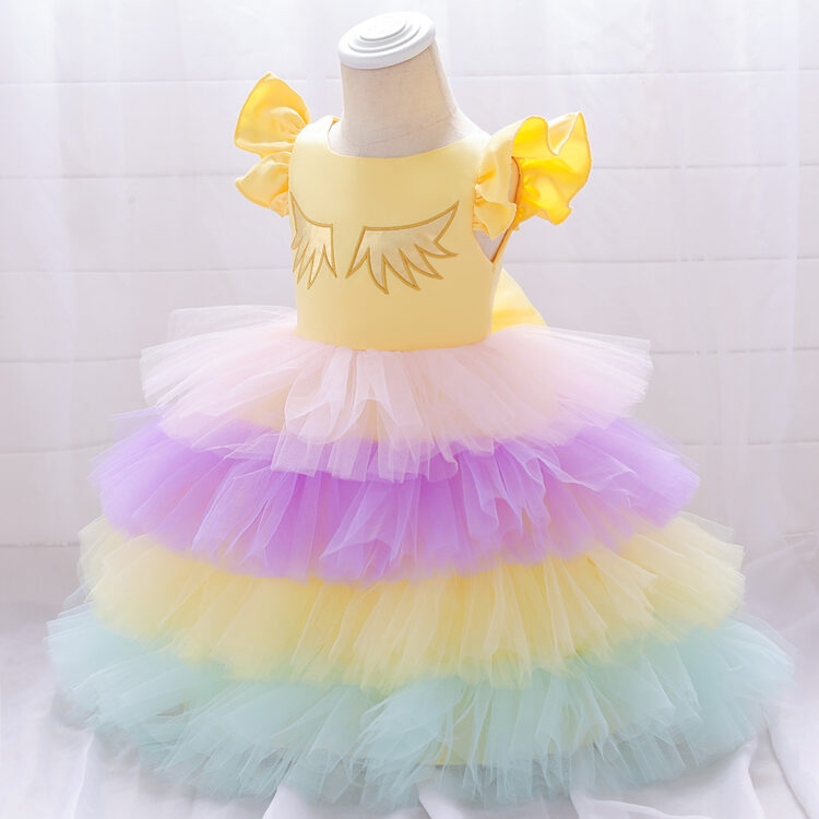 Rainbow Tulle Layered Party Dress for Girls - Image 4