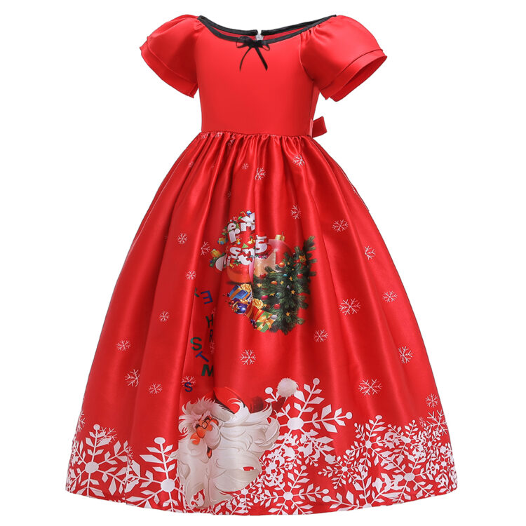 Cute Black &  Red Santa Print Half Sleeve Dress INA269