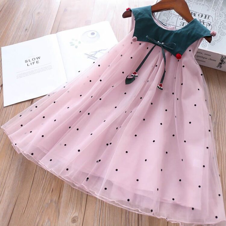 Black Polka Dot Sleeveless Dress-Pink  INA318 - Image 2