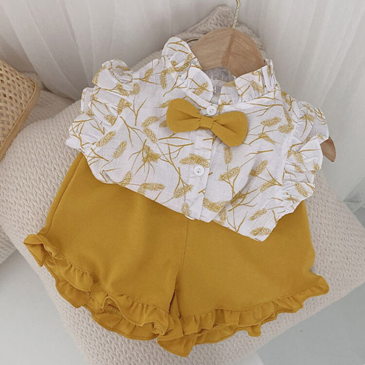 Unicorn Yellow Sleevless Party Dress With Shorts INA585