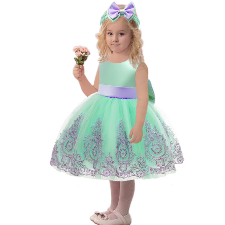 Princess Lace Tulle Acqua Green Beautiful Party Wear Dress INA704