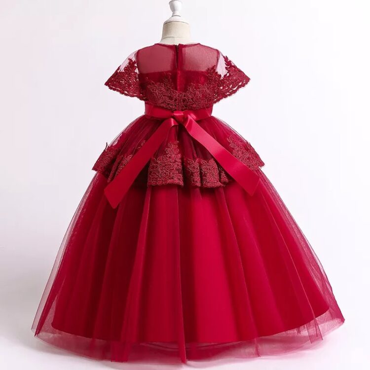 Royal Red Princess Lace Gown - Image 3