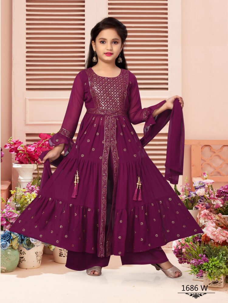 Royal Plum Embroidered Long Dress