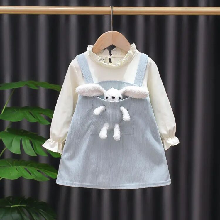 Adorable Teddy Bear Suspender Dress Set for Kids