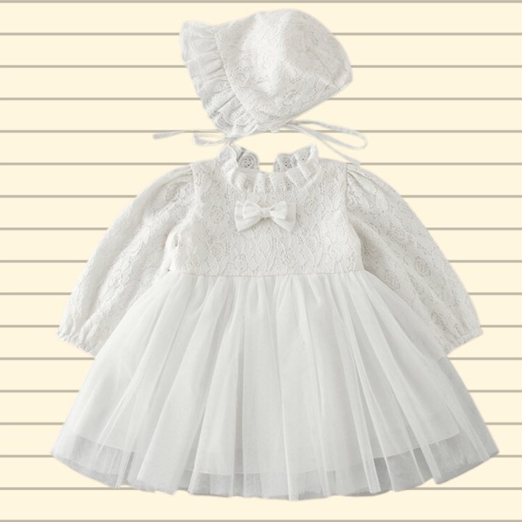 White Applique Dress for infant