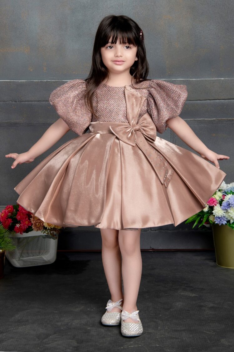 Little Dreamer's Delight Dress  Luxurious satin fabric in a sumptuous rose gold hue