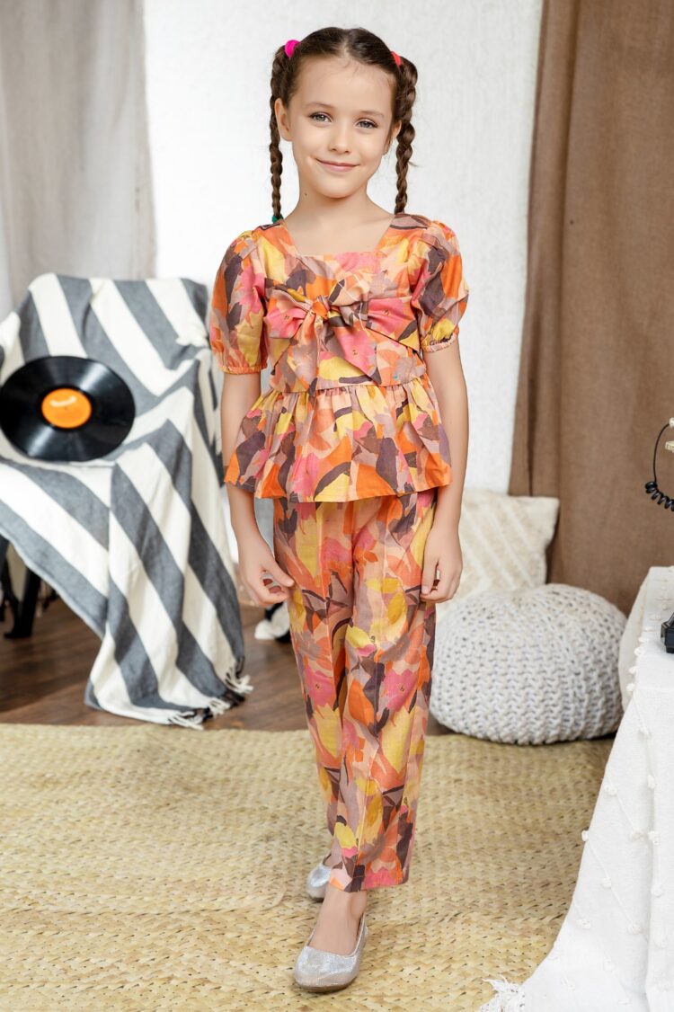 Autumn Bliss: Whimsical Maple Tones Two-Piece Ensemble for Kids