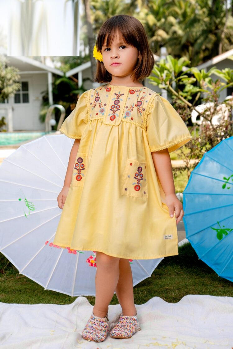 Golden Garden Embroidered Toddler Dress