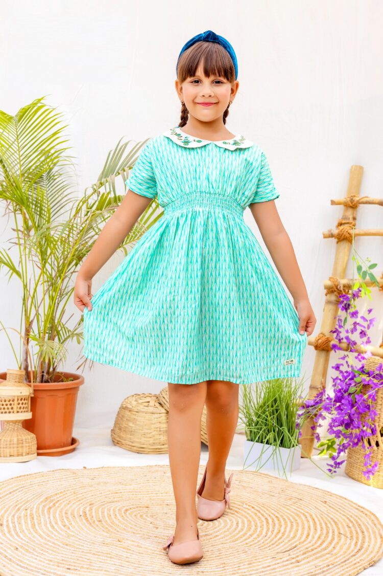 Cerulean Seascape Summer Frock for Youthful Trendsetters