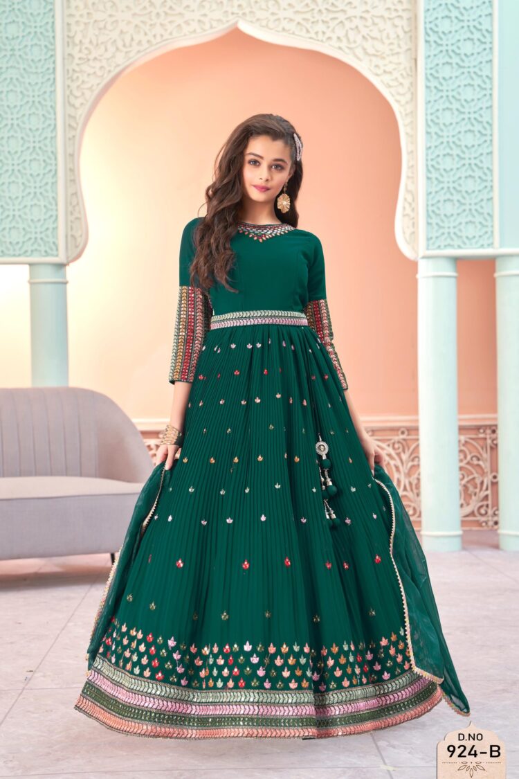 Regal Emerald Splendor Embroidered Premium Partywear