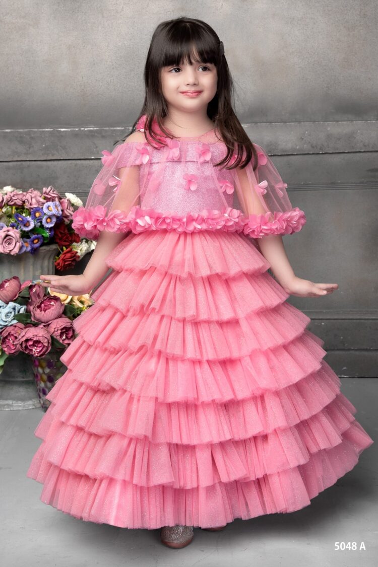 Blush Pink Elegant Princess Rosette Dress for Girls