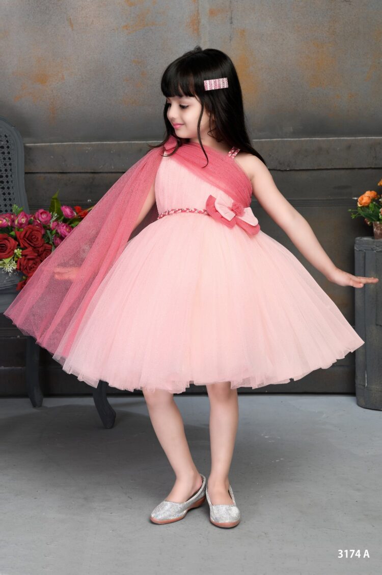 Pink Princess Party Dress with Elegant Tulle Overlay