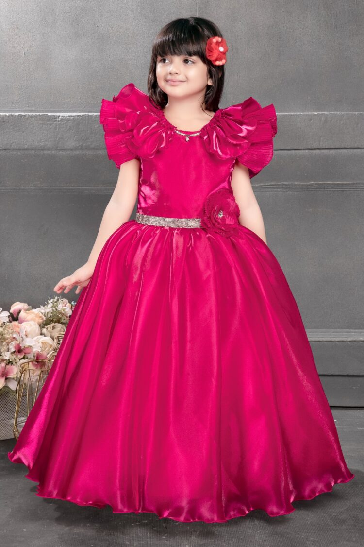 Princess Ruby Shine Gown - Elegant Satin Ball Dress for Girl